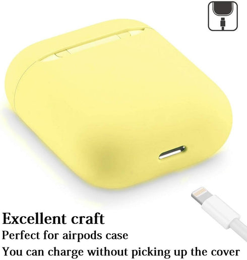 Full Protective Silicone Case for Airpods 1 and 2, No Keychain Cover, Front LED Visible, Supports Wireless Charging
