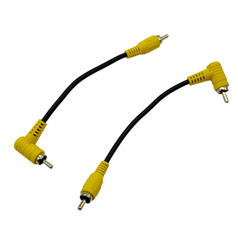 2Pcs RCA Phono Right Angle 90 Degree Male to Male Audio Subwoofer Cable, Gold Plated for Home Theater