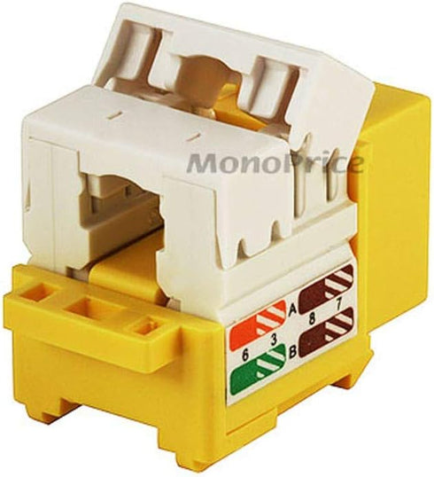 Monoprice Cat5e Punch Down Keystone Jack for 22-24AWG Solid Wire, Yellow