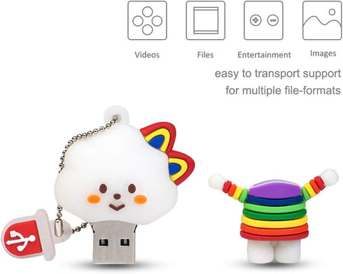 BorlterClamp 32GB USB Flash Drive, Cute Cartoon Cloud Girl Model, Memory Stick Gift for Students