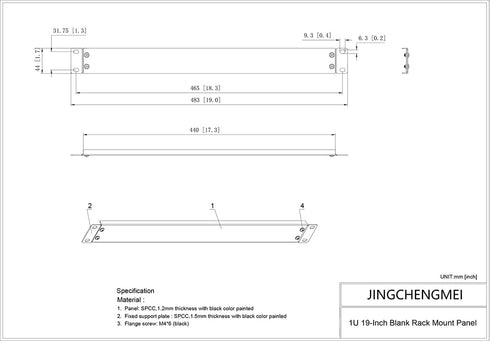 JINGCHENGMEI 2 Pack 1U 1U 19in (ABPA2PC) Metal Disassembled Blank Panel Rack Mount Spacer for Server Rack Enclosure