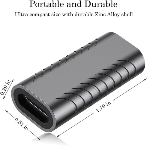 AuviPal USB C Coupler (2 Pack), USB Type C Female to Female Adapter Extender, 40Gbps Data Transfer, 100W Power