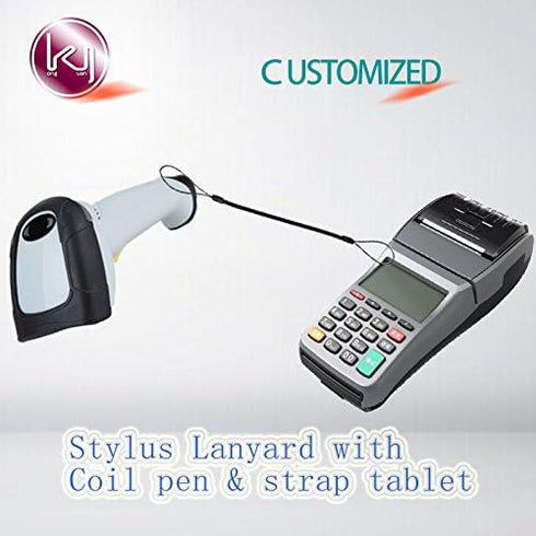 Kang Yuan Black Elastic Tether Lanyards - 50 pcs Stylus Pens Coil Strap Tablet/Touchscreen Tether with Top Port