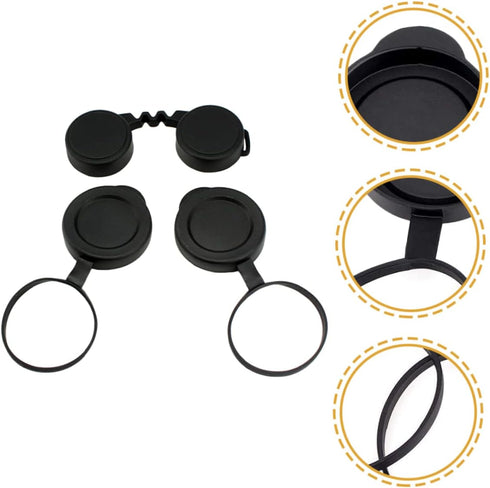 Objective Lens Caps 1 Set Eyepiece Cover Protection for Binocular Lens Caps, Protective for Binoculars Black Rubber