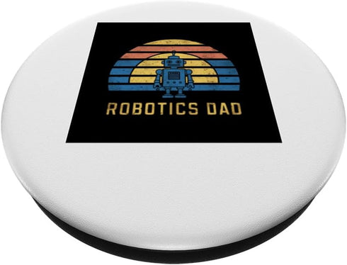 Robotics Dad Vintage Cute Blue Robot Rainbow Retro Tee PopSockets Standard PopGrip