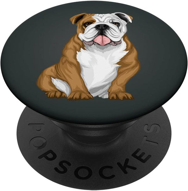 Cool English Bulldog Dog Face Graphic PopSockets PopGrip: Swappable Grip for Phones & Tablets