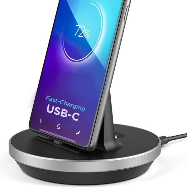 Encased Desktop Charging Stand - Adjustable Case-Friendly Dock Station Charger for USB-C Phone and Tablets