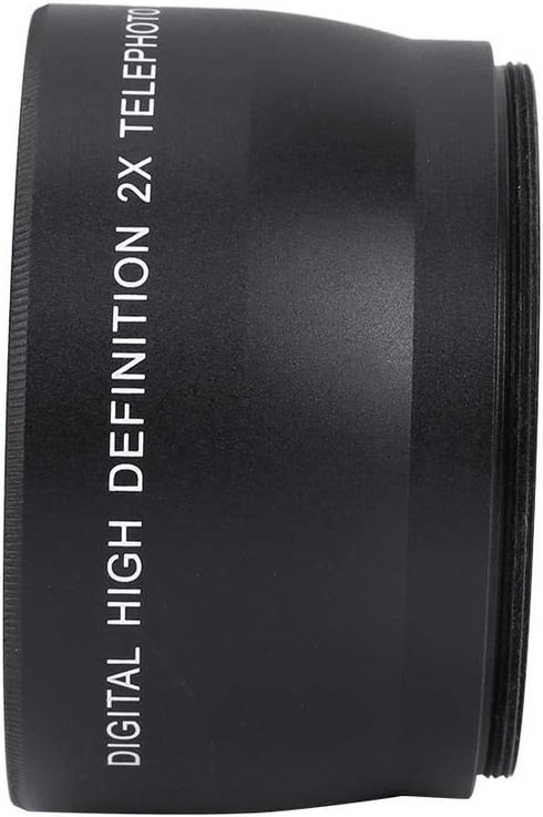 Telephoto Lens, 58MM 2X Magnification Aluminium Alloy Teleconverter for 58mm Diameter and 18-55 Focal Length Lens