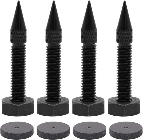 Flushbay Adjustable Speaker Isolation Spikes M6 Black - 4 Pack Floor Protectors for Subwoofer, CD, DVD, Turntable