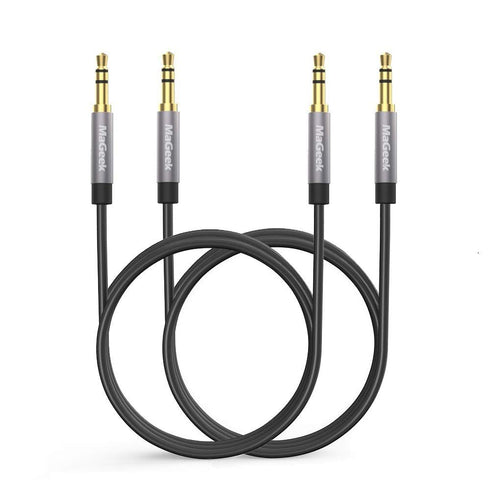 MaGeek 3.5mm Audio Aux Cord, Male to Male, Compatible with Beats, iPhone, iPod, iPad, 2-Pack, 6.6ft, Black