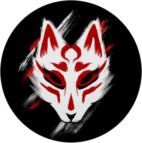Kitsune mask traditional japanese White fox brush art PopSockets PopGrip: Swappable Grip for Phones & Tablets
