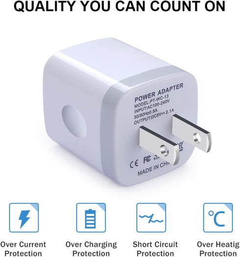 GiGreen Fast Charging Block, 5Pack Dual Port USB Outlet Plug 2.1A Wall Charger for iPhone, Samsung Galaxy, Pixel