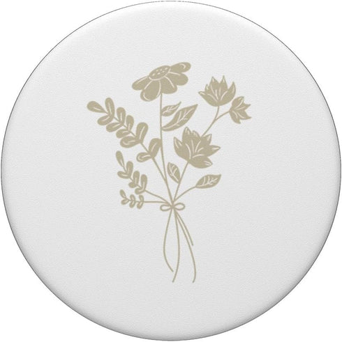 PopSockets Standard PopGrip, Beige White Floral Flower Wildflower