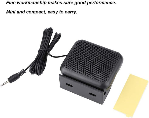 NSP-100 Mini External Speaker, 3W Black Rectangular Portable Wired Speaker, Mobile Radio Microphone Replacement for