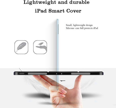 Fullgaden iPad Case, Ultra Slim Lightweight Smart Shell Stand Cover with Translucent Frosted Back, 10.2" Red
