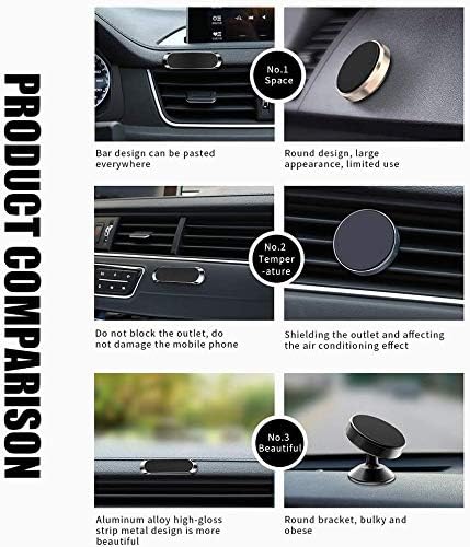 Flat Magnetic Phone Mounts 4 Pack, Black Cell Phone Holder for Car Dashboard, Wall, and Truck