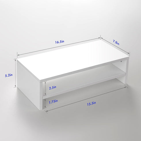 Desk,2 16.5 7.8 5.2 inch BEYGORM White Monitor Stand Riser for Tiers Wood Desk Shelf Computer Screen Stand with Storage