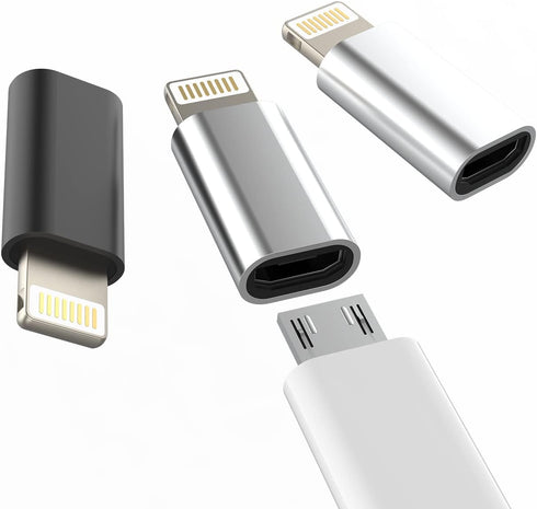 Micro USB to Lightning Adapter (3 Pack) for iPhone 13, 12, 11 Pro Max, iPad - Fast Charging & Data Transmission.