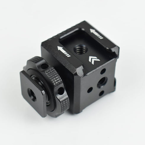 Triple Cold Shoe Mount Bracket, Camera Hot Shoe Mount Adapter with 1/4" Screw Holes for Flash Light Monitor