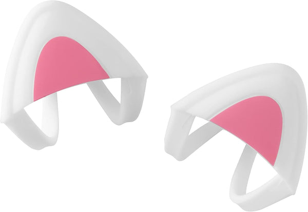 kwmobile Cat Ears for Overear Headphone (Set of 2), Fits Headbands 1" to 1.5" Diameter, White/Dark Pink