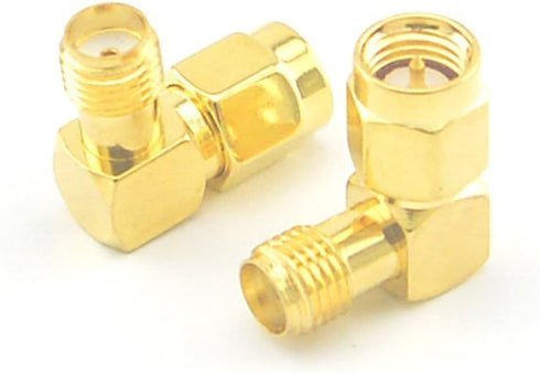 5pcs SMA Male to Female Right Angle 90-Degree Adapter, Gold Plated Contacts Pack of 5