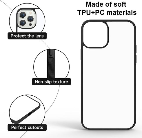 5PCS iPhone 15 Pro Max Sublimation Case with Soft Rubber + Aluminum Blank Printable DIY Customize Phone Cases for iPhone 15 Pro Max Anti-Slip Protective Phone Cover 6.7 inch