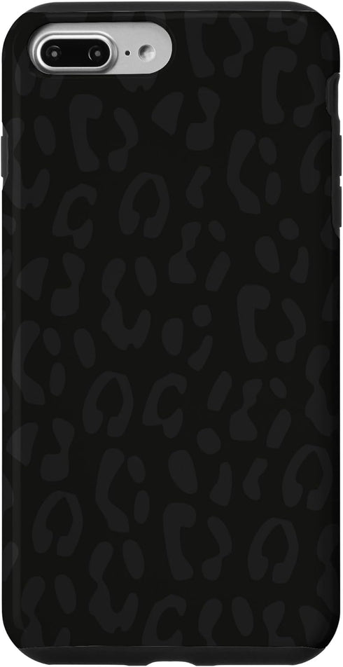 Black Leopard Print Protective Case for Women, iPhone 7 Plus/8 Plus, Cheetah Design