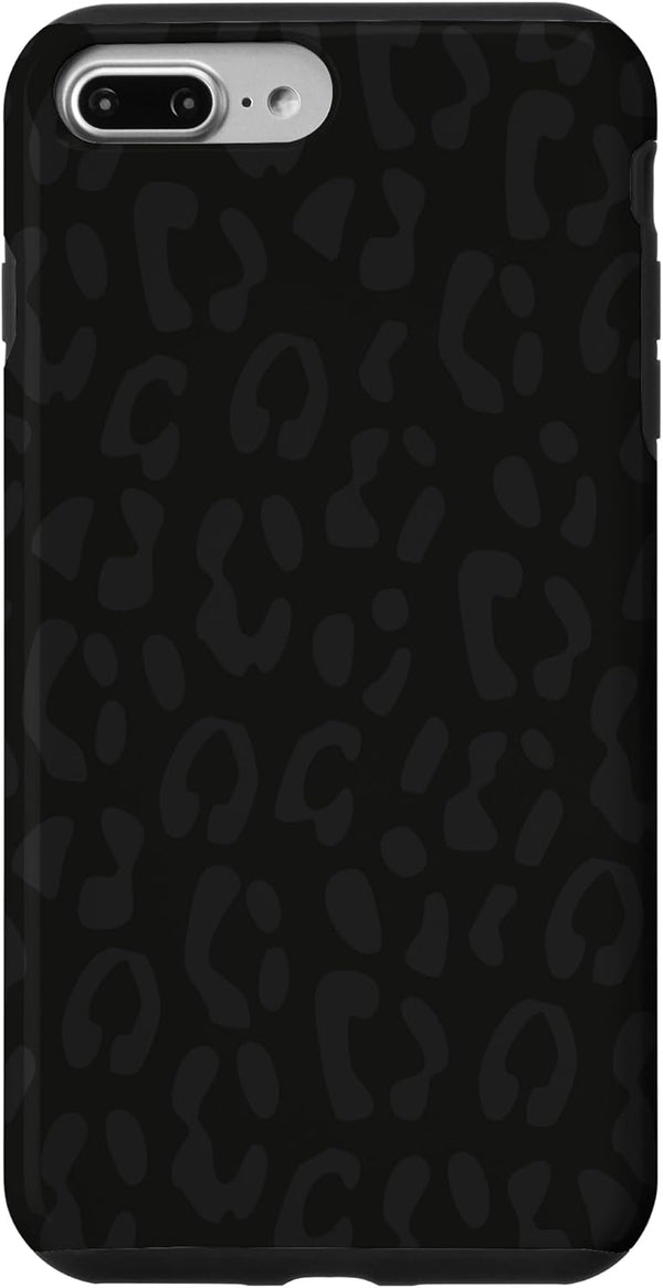 Black Leopard Print Protective Case for Women, iPhone 7 Plus/8 Plus, Cheetah Design