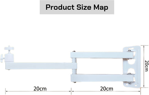 1/4" 360 (7.87"+7.87" 1/4" Foldable Projector Wall Mount | White Heavy-Duty | Screw | Rotatable | Universal for Mini