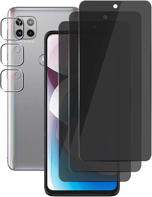 (3+3) Motorola One 5G Ace/One 5G UW Ace/Moto G 5G (2020) Anti Spy Tempered Glass Privacy Screen Protector and Camera