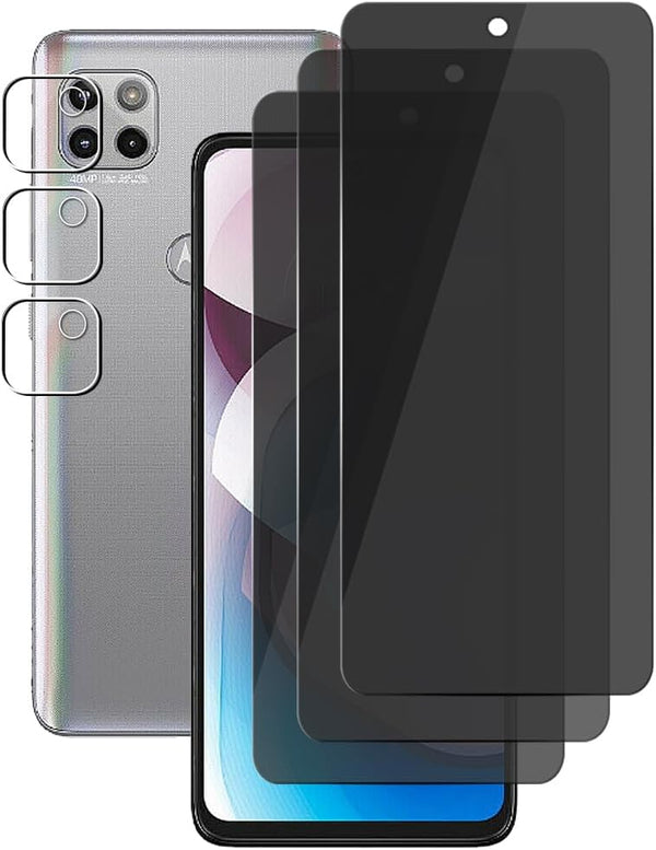 (3+3) Motorola One 5G Ace/One 5G UW Ace/Moto G 5G (2020) Anti Spy Tempered Glass Privacy Screen Protector and Camera