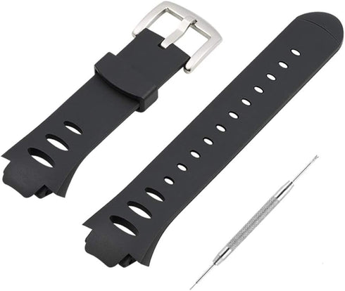 Watch Bands for Suunto Observer Tt St Sr G6 X6HRM, Classic Soft Rubber Replacement Wrist Strap (Black)