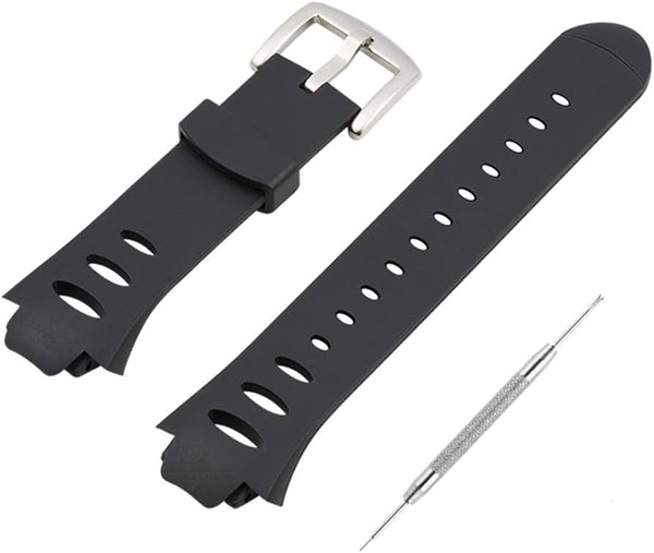 Watch Bands for Suunto Observer Tt St Sr G6 X6HRM, Classic Soft Rubber Replacement Wrist Strap (Black)