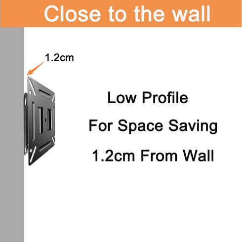 Monitor Wall Mount for Most 14-24" TVs, Universal Small TV Bracket, Fixed RV Mount, Max Load 33lbs, VESA up to 100x100mm