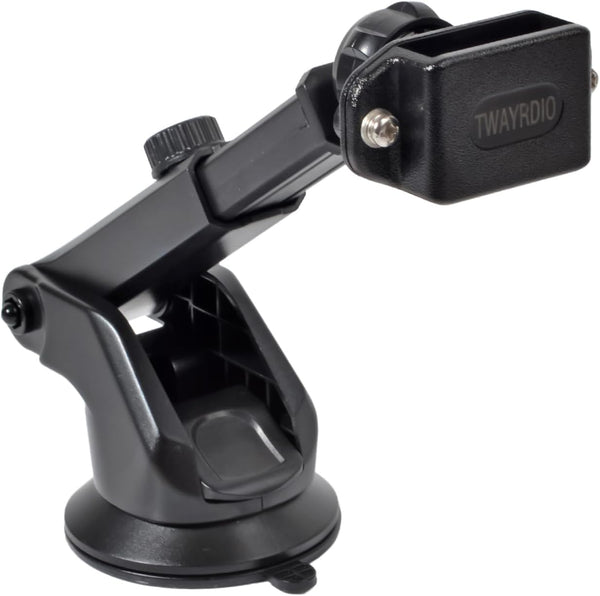 TWAYRDIO Windshield or Dash Mount for Handheld Radio - Adjustable Length Suction Cup Holder Bracket for Walkie Talkies