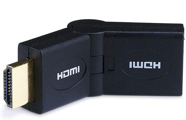 Monoprice HDMI Port Saver Adapter - Male to Female, Swiveling, Gold Plated, 3 Inches, Up to 90 Degrees Adjustment, Black