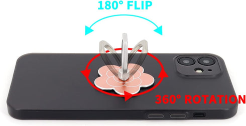 Cell Phone Ring Holder Flower Finger Grip Stand, 360° Rotation, 180° Flip Universal Kickstand for All Smartphones (Rose