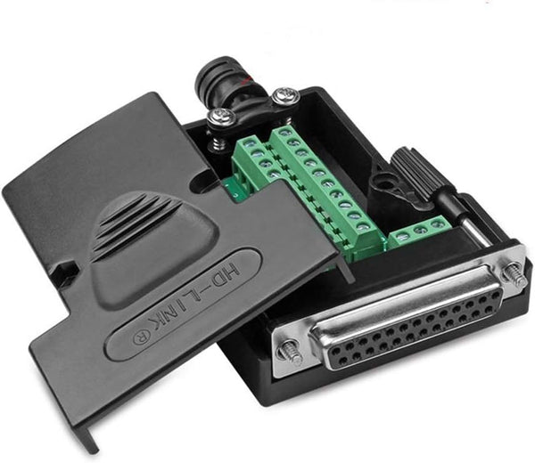 1PCS DB25 Solderless RS232 D-SUB Serial to 25-pin Port Terminal Female Adapter Connector with Case