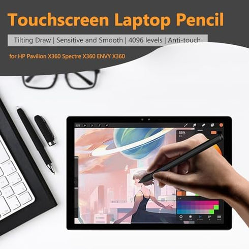 Stylus Pen Tilt Pen - MPP2.0 Rechargeable Active Pen with 4096 Pressure Sensitivity for HP X360 Spectre, Envy, X360