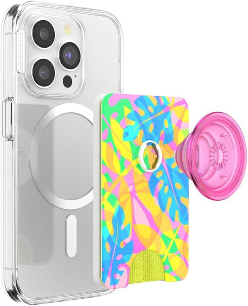 PopSockets Phone Wallet - Boca Palm, Expanding Grip, Adapter Ring for MagSafe, Wireless Charging Compatible