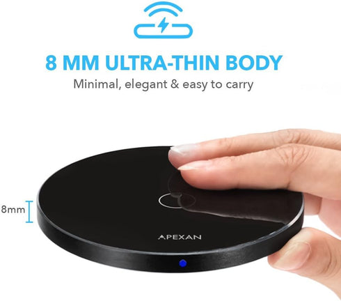 Apexan Fast Wireless Charger, Compatible for Apple iPhone 13/12/11/Pro/Pro Max/X/XS/8, Qi Fast 10W Charging Pad