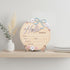6 Inch Wooden Baby Announcement Sign Round Birth Stat Plaque with Floral and Bow Design (Blue)
