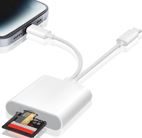 Luonanava SD Card Reader for iPhone, iPad, USB C & Lightning Dual Connector
