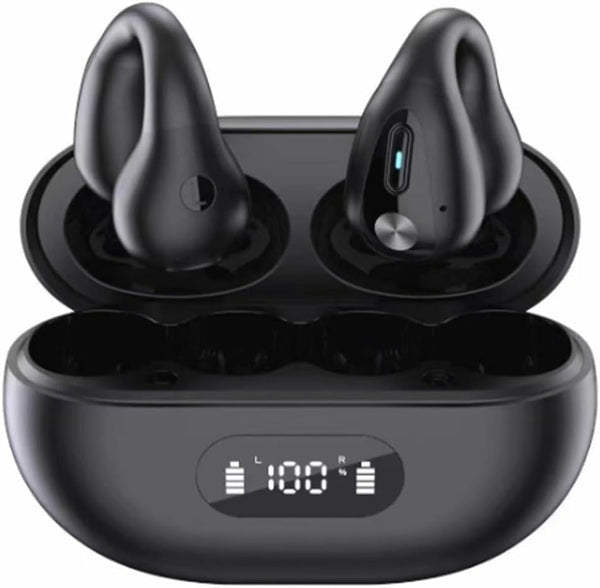 Wireless Ear Clip Bone Conduction Headphones, Open Bluetooth Earphones for Running, Sports, Cycling