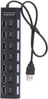 7-Port USB Hub, Black with ON/Off Switch