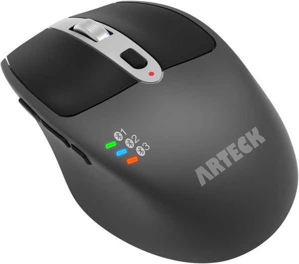 Arteck Multi-Device Wireless Bluetooth Mouse, Ergonomic Silent Clicking, Rechargeable Battery for Desktop PC, Laptop,