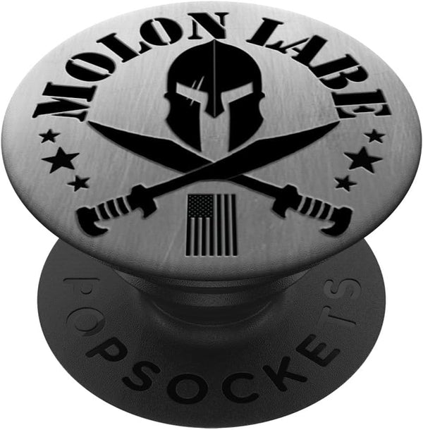 Epic Patriotic 2A US Flag Spartan Helmet Molon Labe PopSockets Standard PopGrip