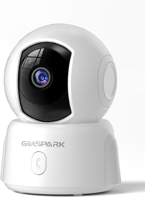 Golspark Indoor Security Camera 2K - Pet Camera for Home Security, Motion Tracking, 2-Way Audio, Night Vision, Cloud &