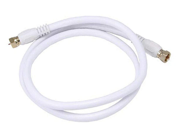 Monoprice 104057 RG6 Quad Shield CL2 Coaxial Cable, 3ft, White, with F Type Connector