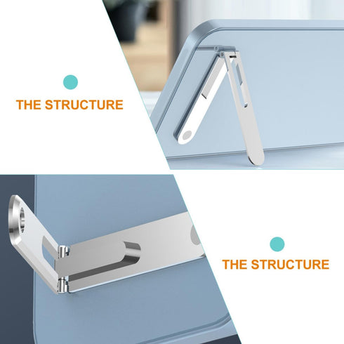 POPETPOP Portable Foldable Zinc Alloy Phone Stand Desktop Mobile Phone Bracket Silver Compact Cellphone Holder for Home
